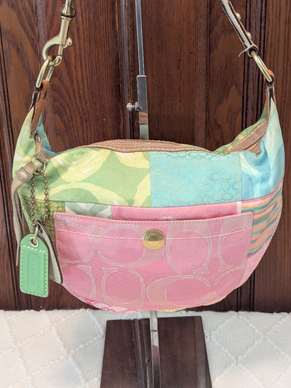 Coach Pastel Spring Patchwork Hamptons Hobo #374